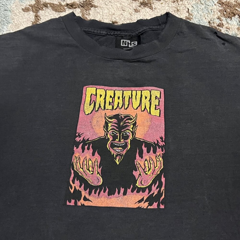 Vintage Creature Skateboards Devil Shirt Size L/XL Faded 90s 2000s